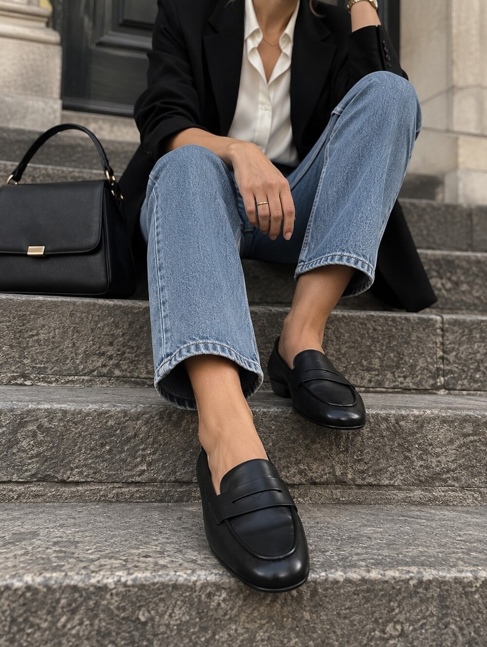 Time and Tru Black Memory Foam Loafers Size 9 | Soft Comfort Flats